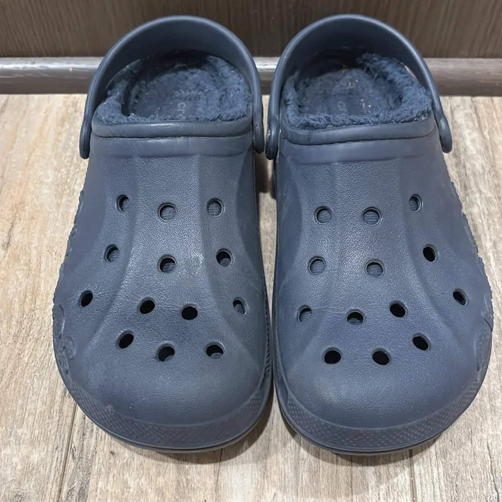 Crocs Baya Lined‎ Navy Blue Comfort Clogs Shoes Size 3 Youth